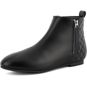 MaxMuxun Ankle Boots Flat Low Heel
Booties W/Side Zipper Black PU Size 6.5 / 499